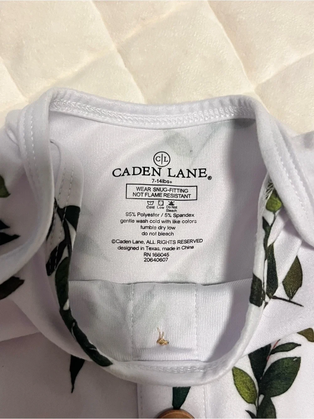 Caden Lane Greenery print knot gown Size 0-3 months